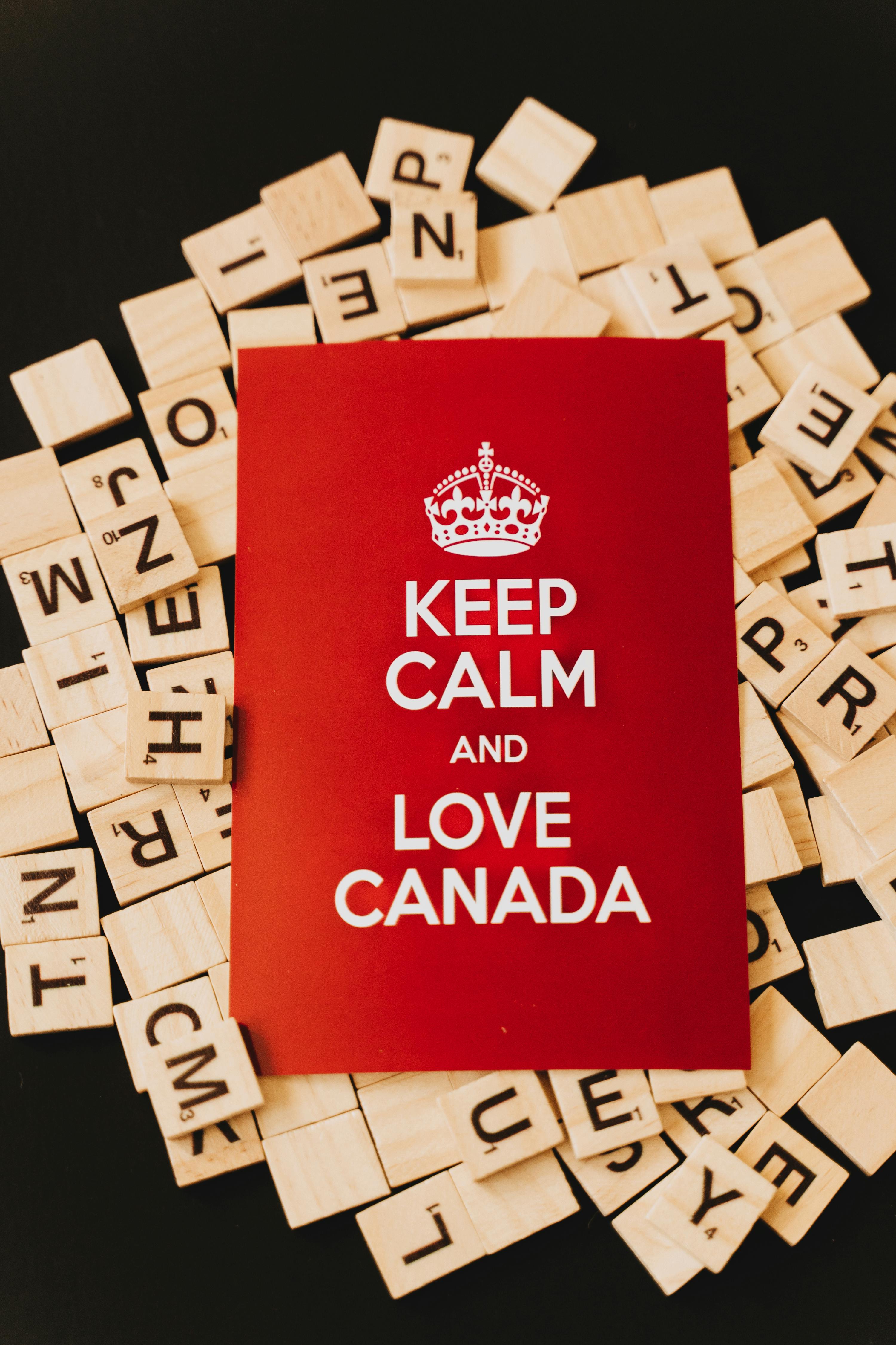 keep calm and love canada text on a card