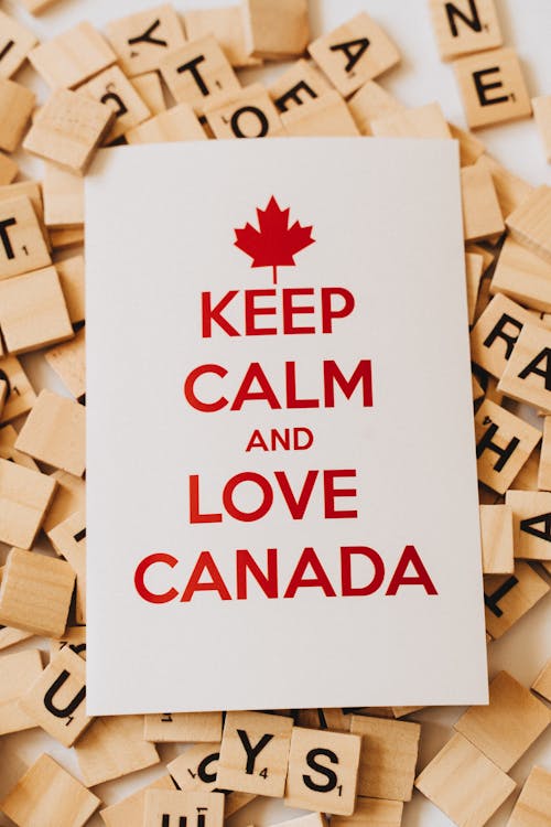 Keep Calm and Love Canada Text on a Card