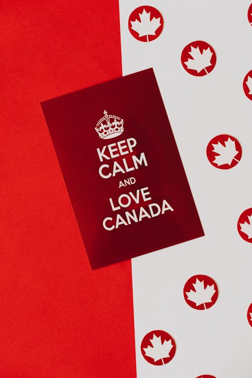 Keep Calm and Love Canada Text on a Card