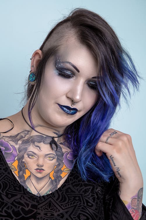 Photo of Woman with Blue Hair