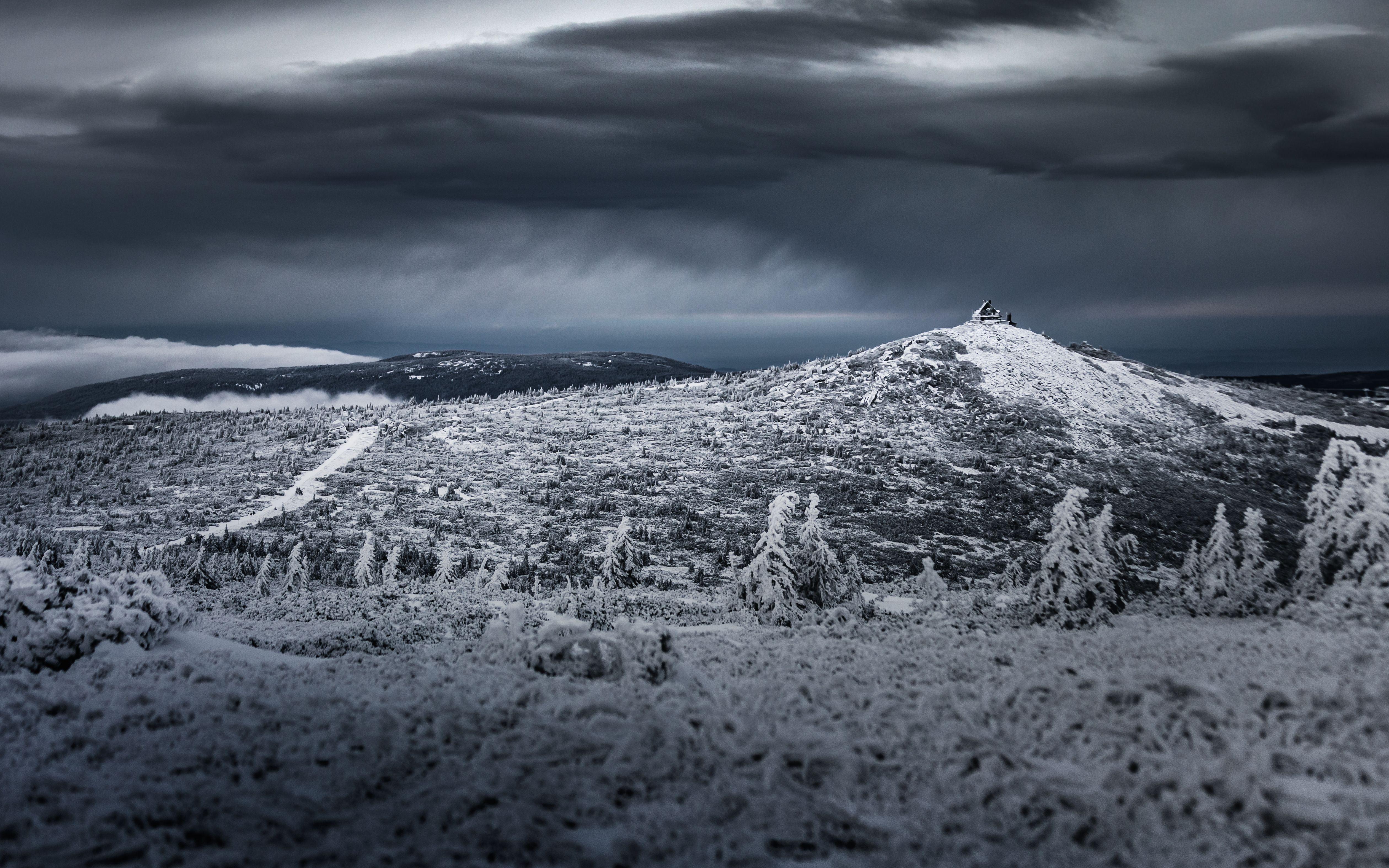 Photo of Snow Capped Mountain Under Dark Clouds · Free Stock Photo