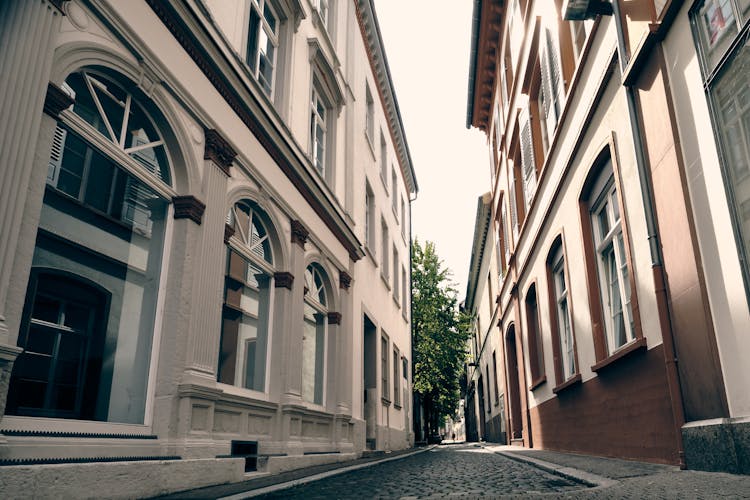 Empty Street Between Concrete Buildings