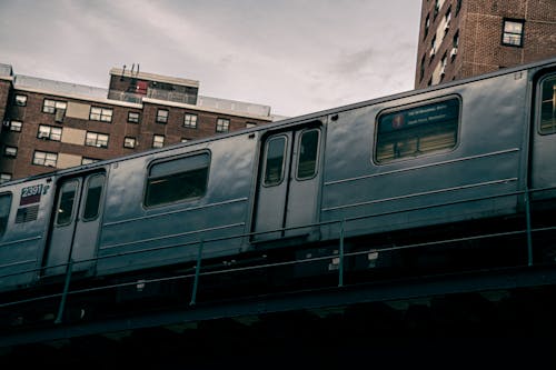 Low Angle Shot of Black Moving Train