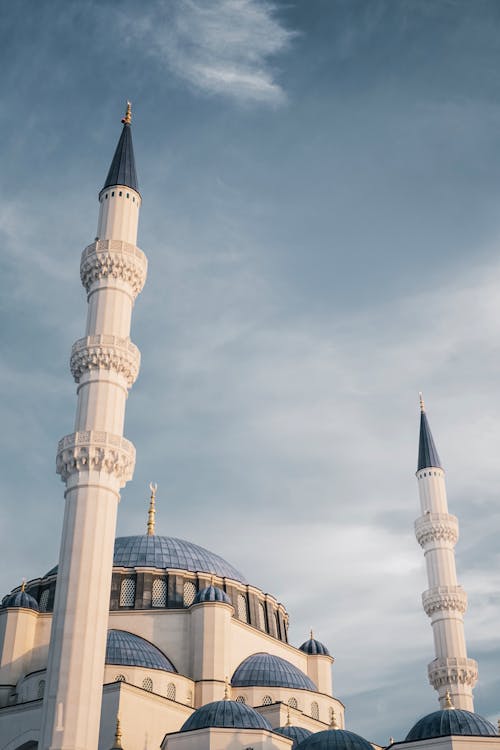 Free Low Angle Shot of Sharjah Mosque Under Blue Sky Stock Photo