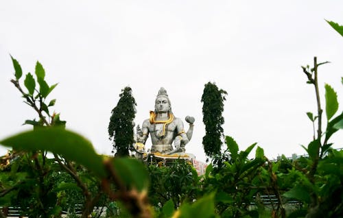 Statue De L'autre Côté Des Arbres Verts