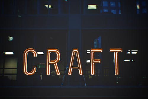 Red and White Craft Lighted Signage