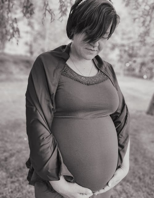 Monochrome Photo of Pregnant Woman 