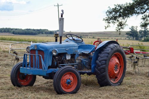 Kostenloses Stock Foto zu antiker traktor, bauernhof, blauer traktor