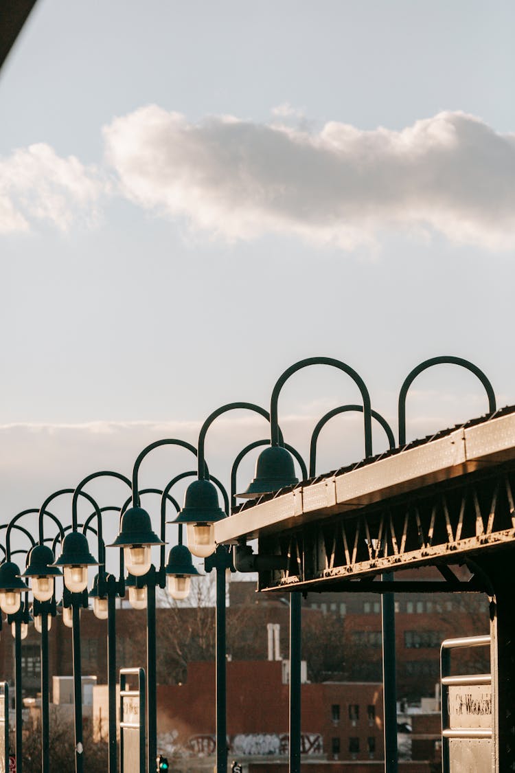 Streetlights Located On Platform In City