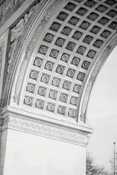 Ornamental details of historic triumphal arch in New York City