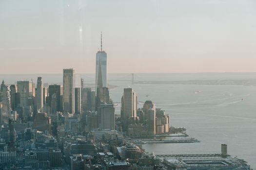 Picturesque cityscape of New York under sundown sky