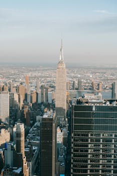 Stunning view of New York City skyline featuring the Empire State Building.