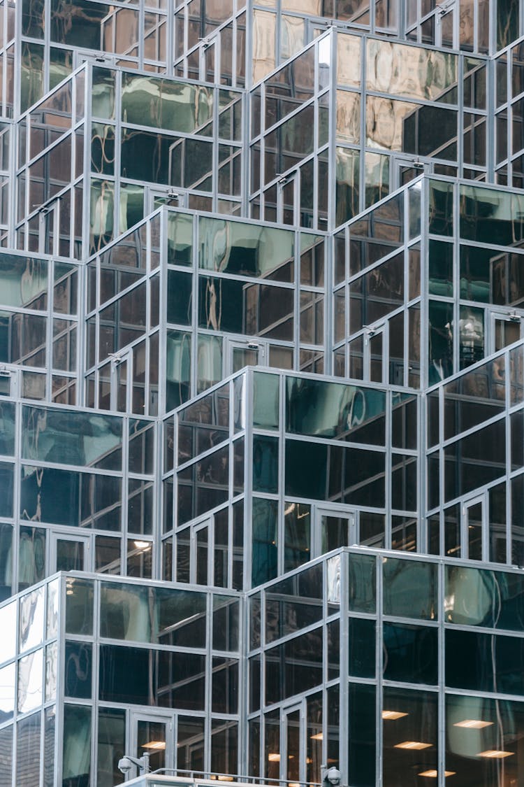 Facade Of Modern Building With Glass Walls