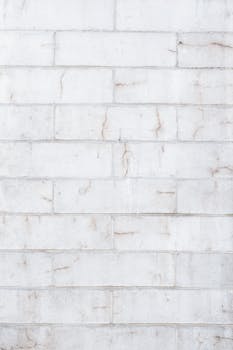 Clean and abstract white brick wall with a minimalist aesthetic, perfect for background or design use.