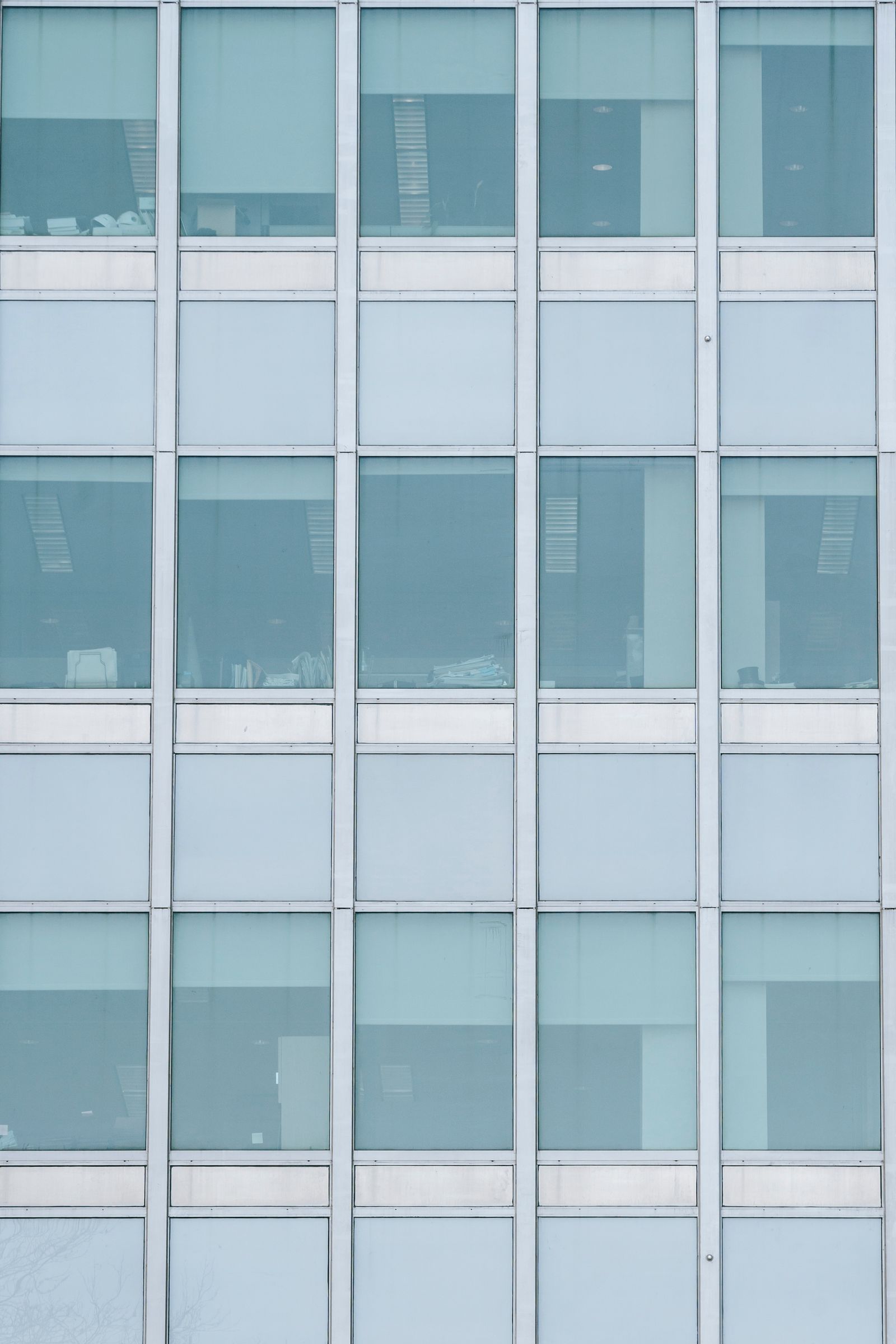 Close-up of a modern glass office facade