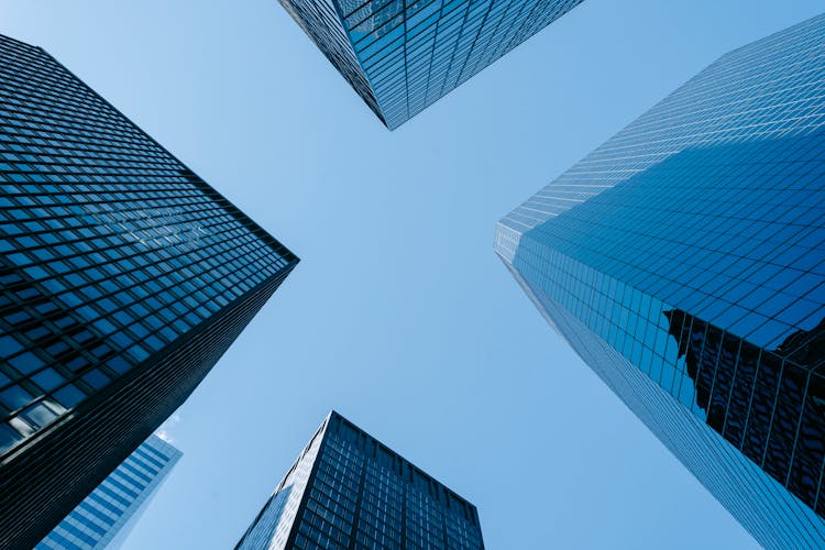 Skyscrapers With Reflecting Walls In Modern Megapolis