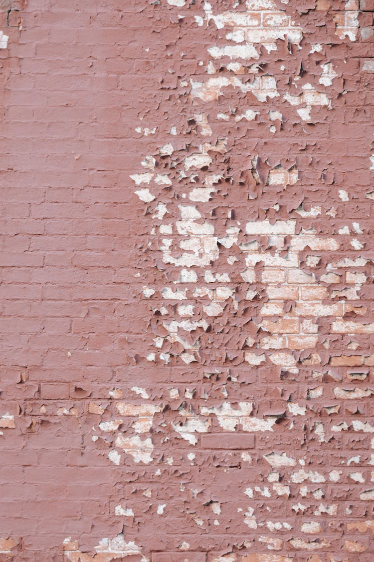 Shabby Brick Wall With Crumbling Paint