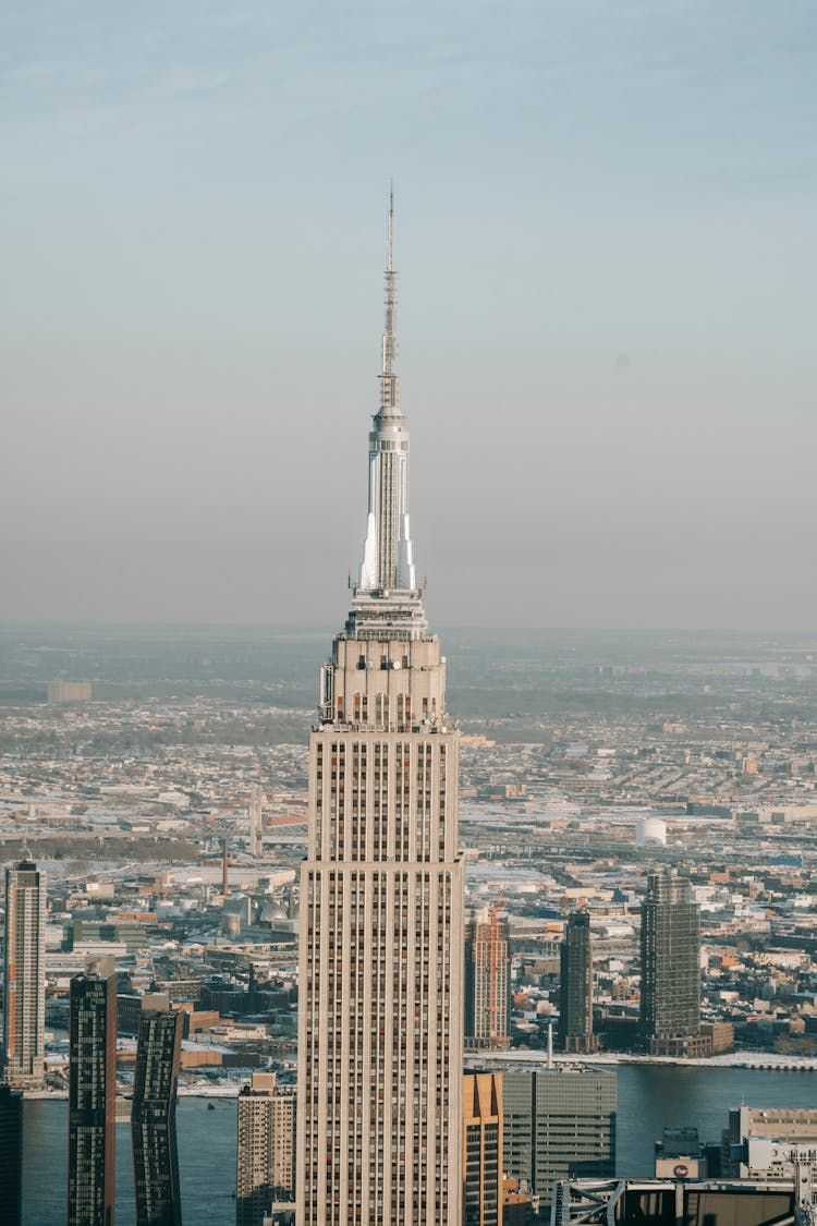 High Tower With Spire On Bay Shore