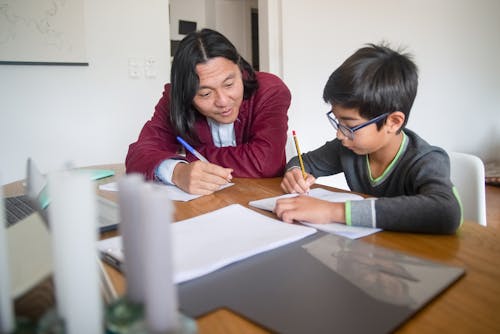 A Teacher Teaching a Boy