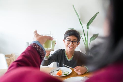 Glass Tossing in Breakfast at Home