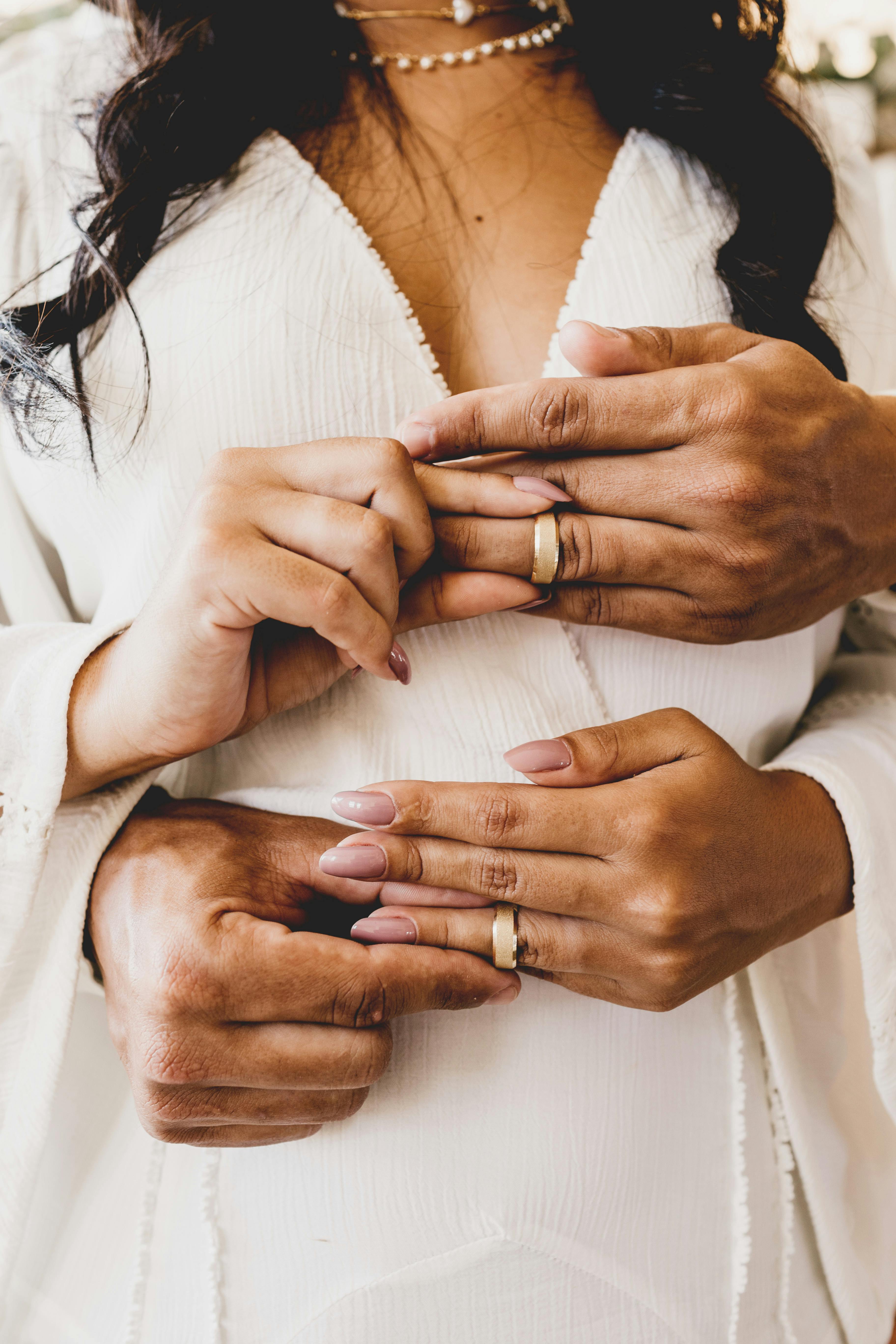 Loving newlywed couple embracing at wedding day · Free Stock Photo