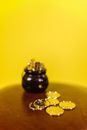 Silver and Gold Accessory on Yellow Surface