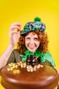 A Woman Wearing a Leprechaun Costume