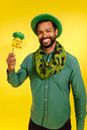 Smiling Man holding a Prop