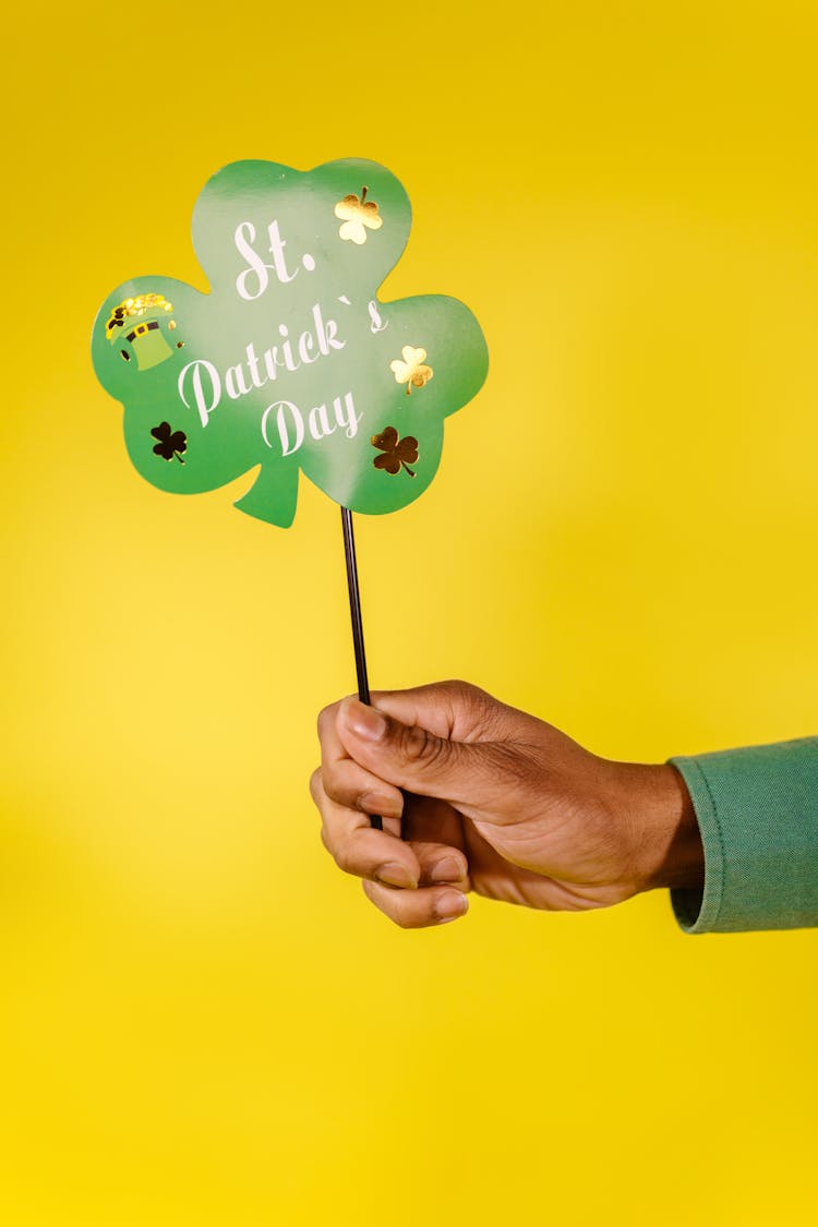 Close-up Photo Of Person Holding A St. Patrick's Day Prop 