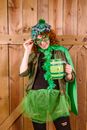 Woman wearing St. Patrick's Day Costume