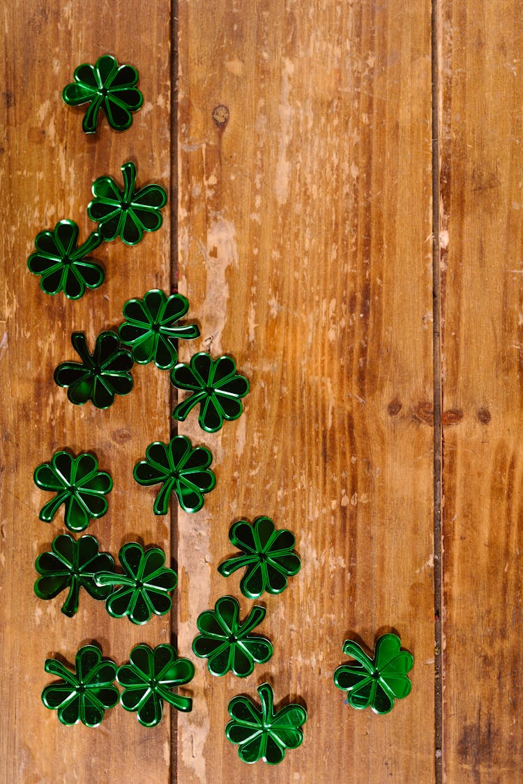 Shamrock Props On Wooden Surface 