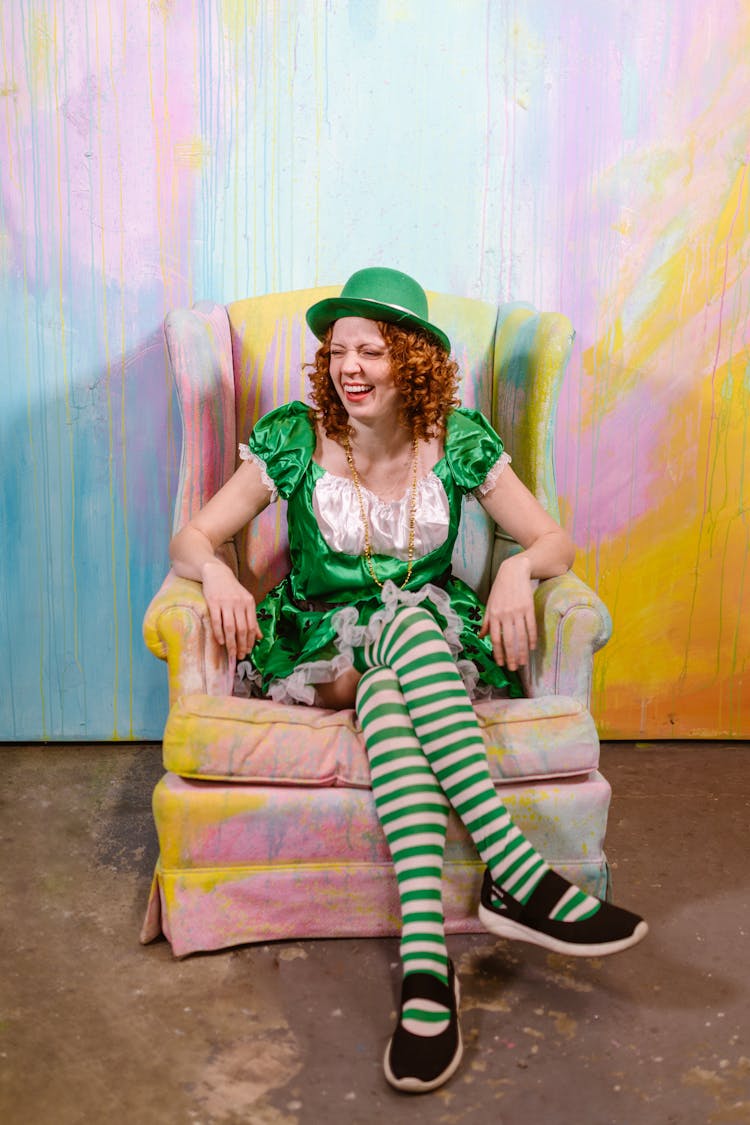 Goofy Woman Wearing St. Patrick's Day Costume 