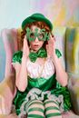 Goofy Woman wearing St. Patrick's Day Props