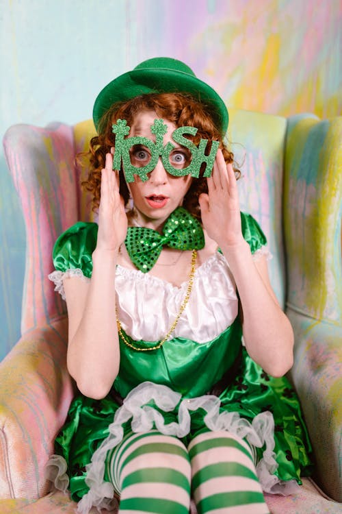 Free Goofy Woman wearing St. Patrick's Day Props Stock Photo