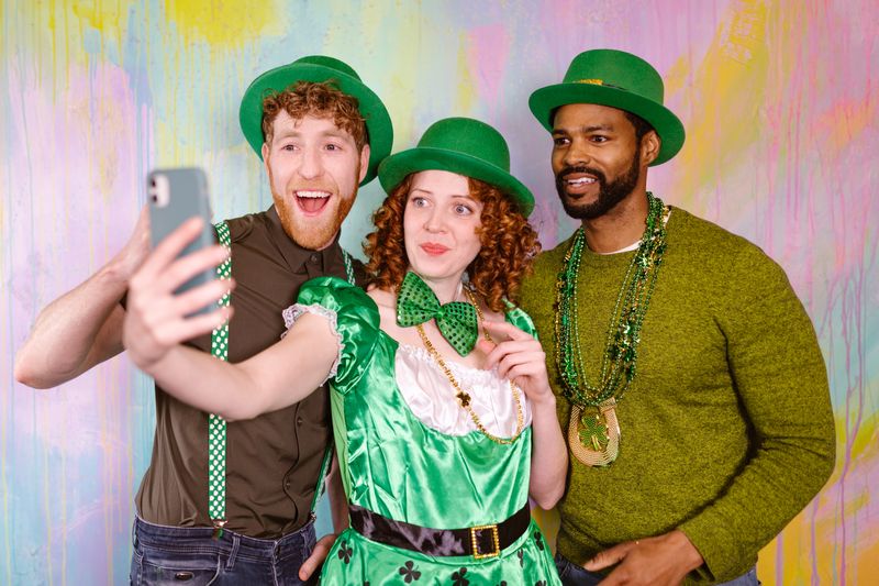 Friends celebrating St. Patrick's Day with green drinks