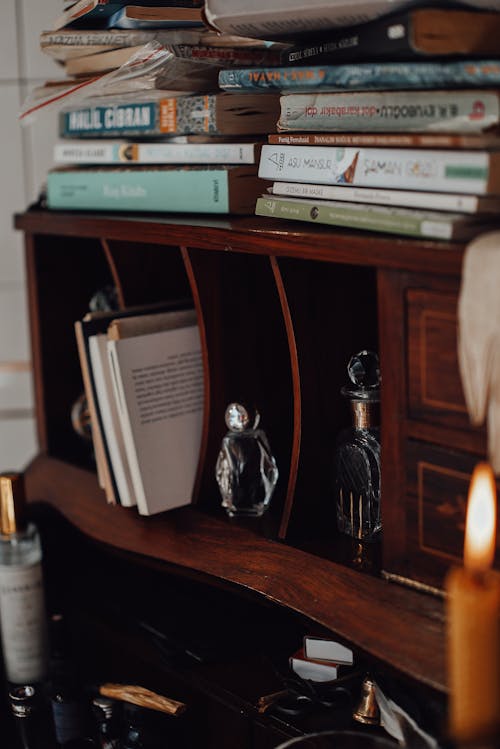 Vintage writing cabinet with books