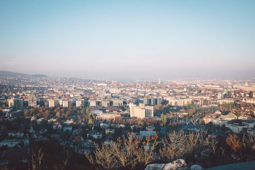 A stunning aerial view of Budapest's cityscape showcasing its skyline and architectural beauty.