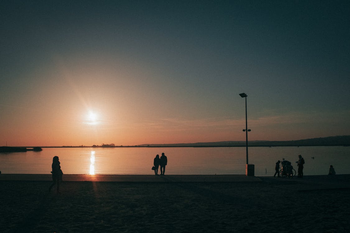 Kostnadsfri bild av flodstrand, gryning, gyllene solnedgång