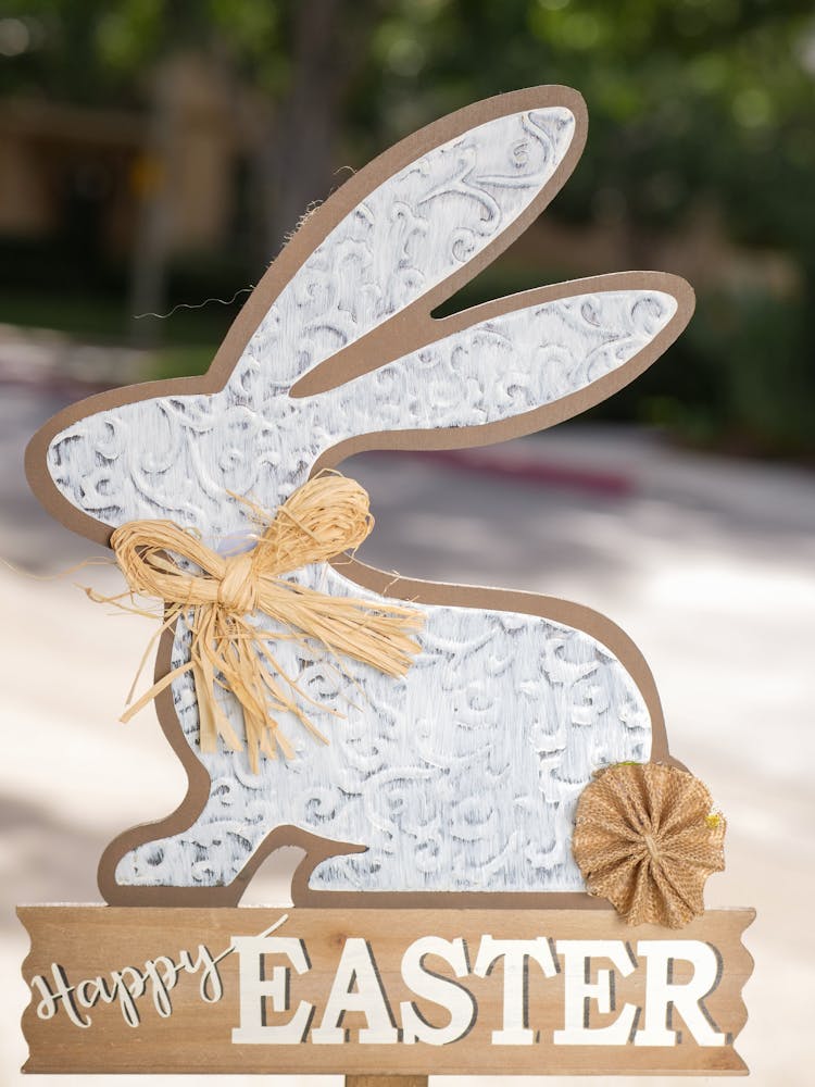 Happy Easter Bunny Paper Cut Out Sign
