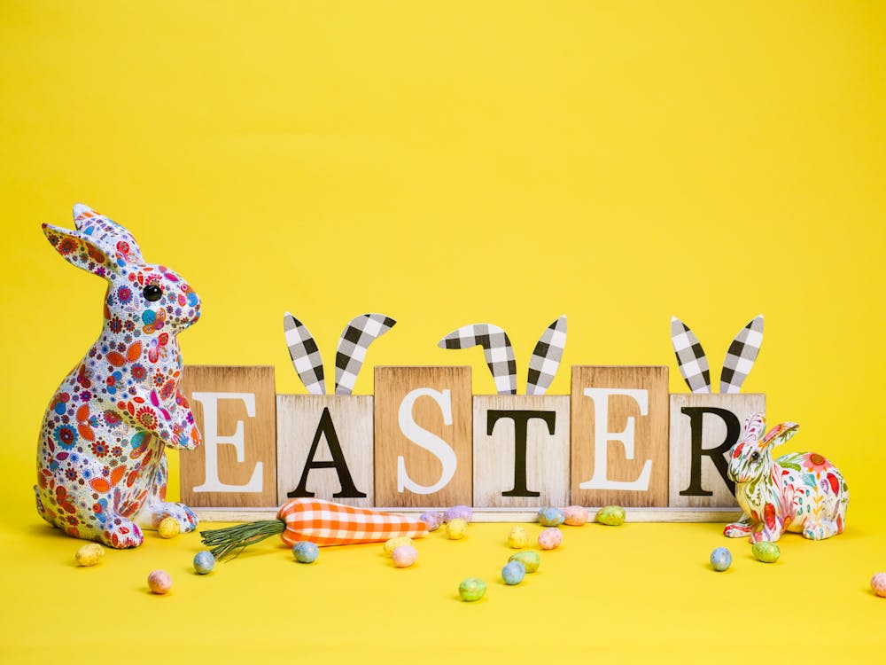 Easter Decoration on a Yellow Background 