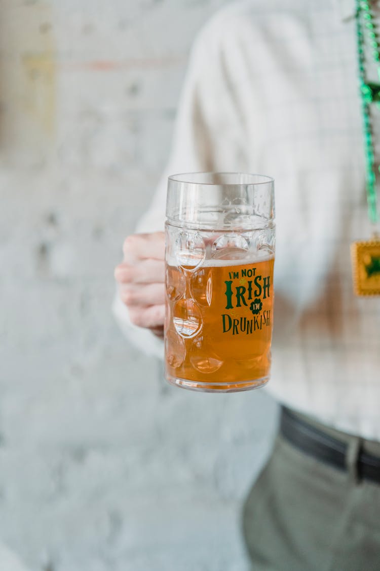 Man With Glass Of Irish Beer Celebrating St Patricks Day