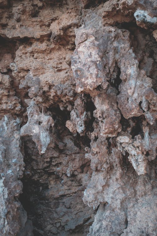 Uneven terrain on rocky rough cave
