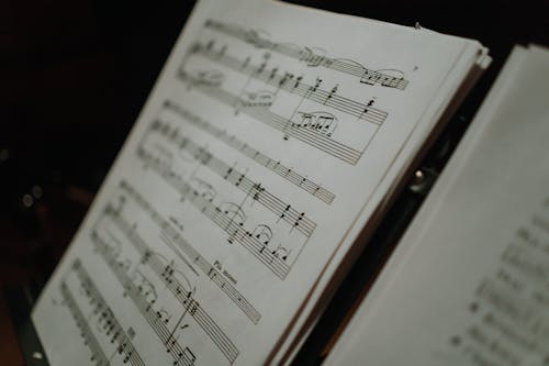 Close-Up Shot of a Sheet Music