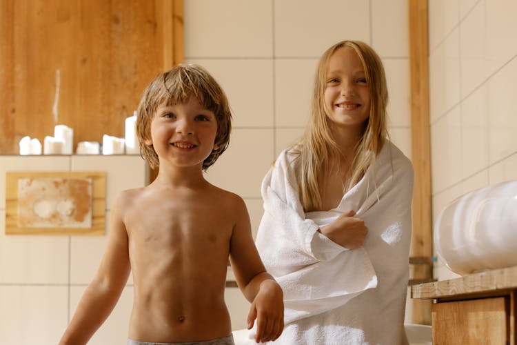 Siblings In A Bathroom