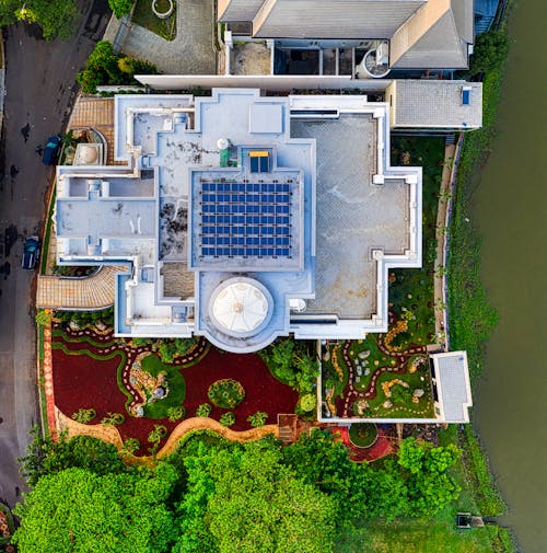 Drone Shot of a Mansion on a Coast 