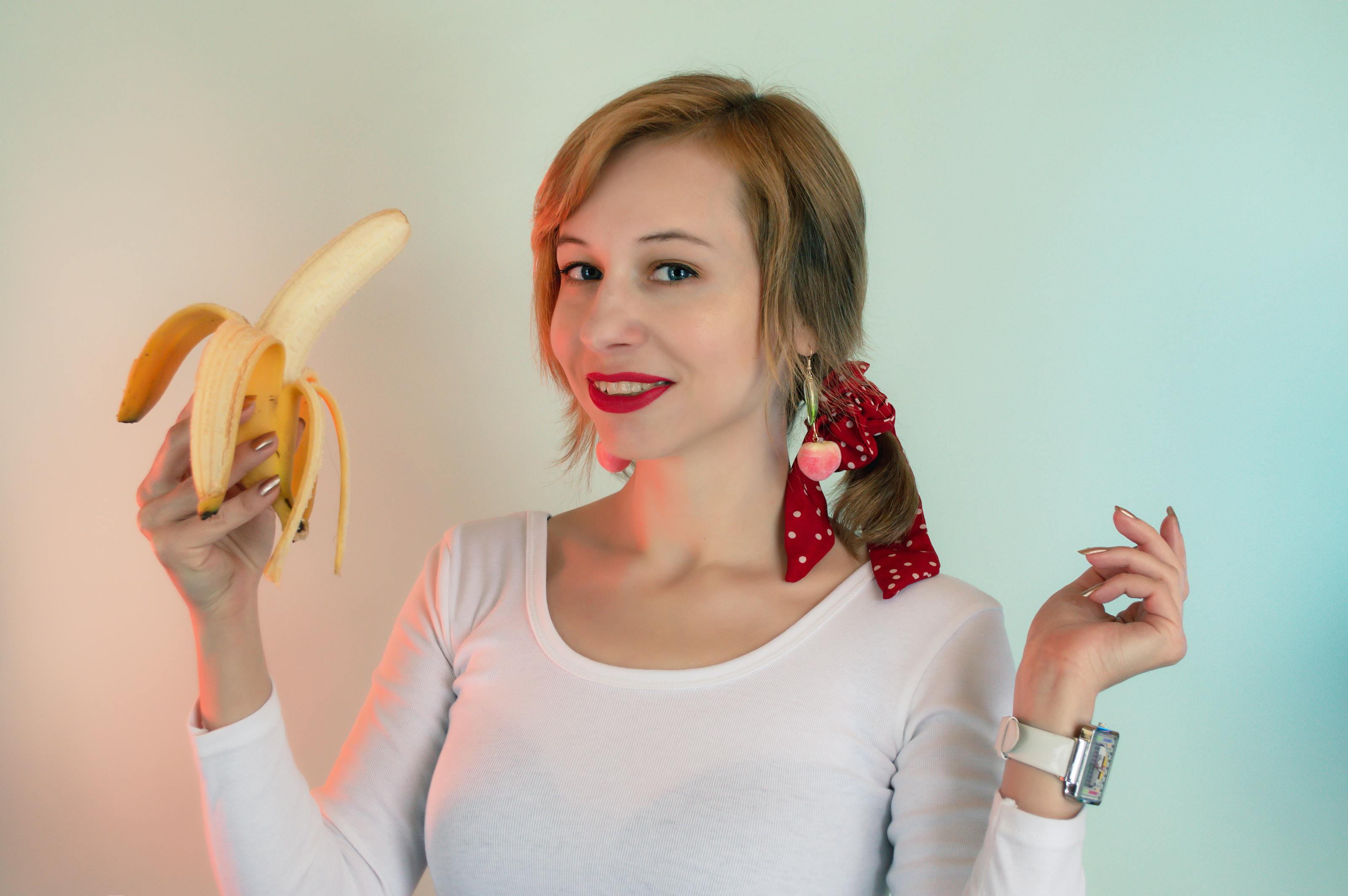 Premium Photo  Woman with hand blender making sweet banana
