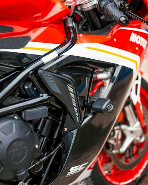 Free Close-Up Shot of a Red and Black Motorcycle Stock Photo