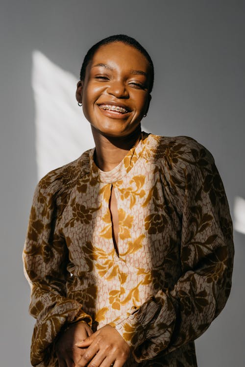 Portrait of a Happy Woman with Short Hair