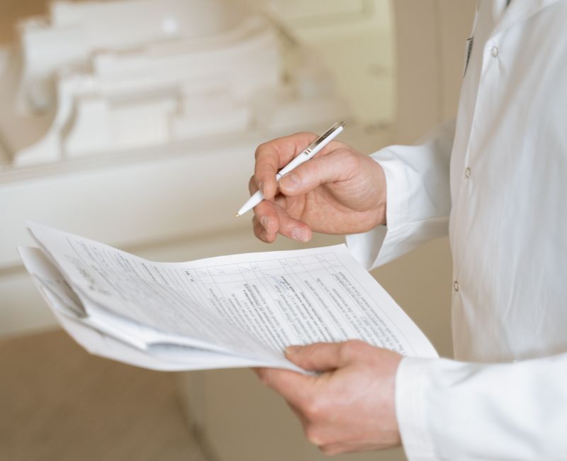 Nurse reviewing a pre-start checklist for utilization review roles
