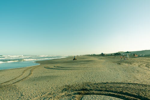 People Walking on the Beach Sand